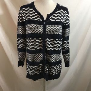 Merona navy & white button down cardigan sweater -